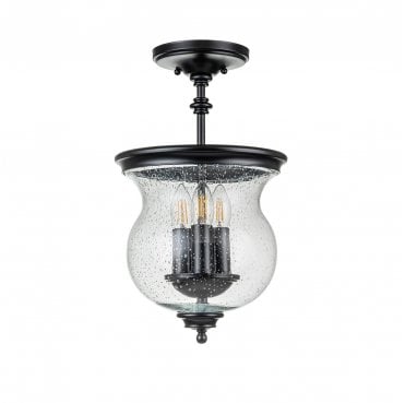 FE-PICKERING-LANE-SF-BLK Pickering Lane 3 Light Semi Flush Light in a Black Finish