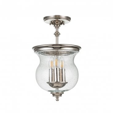 FE-PICKERING-LANE-SF-PN Pickering Lane 3 Light Semi Flush Light in a Polished Nickel Finish