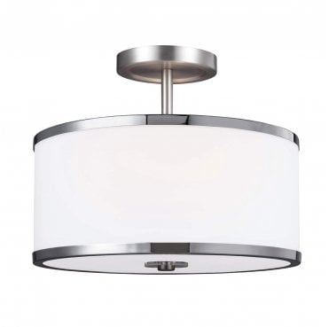 FE-PROSPECT-PARK-SF Prospect Park 2 Light Semi-Flush in a Satin Nickel and Chrome Finish