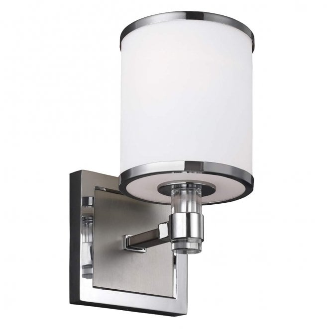 Feiss FE-PROSPECT-PARK1 Prospect Park 1 Light Wall Light in a Satin Nickel and Chrome Finish