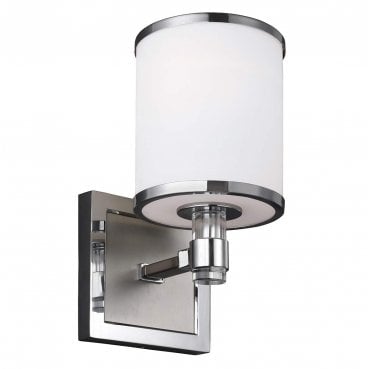 FE-PROSPECT-PARK1 Prospect Park 1 Light Wall Light in a Satin Nickel and Chrome Finish