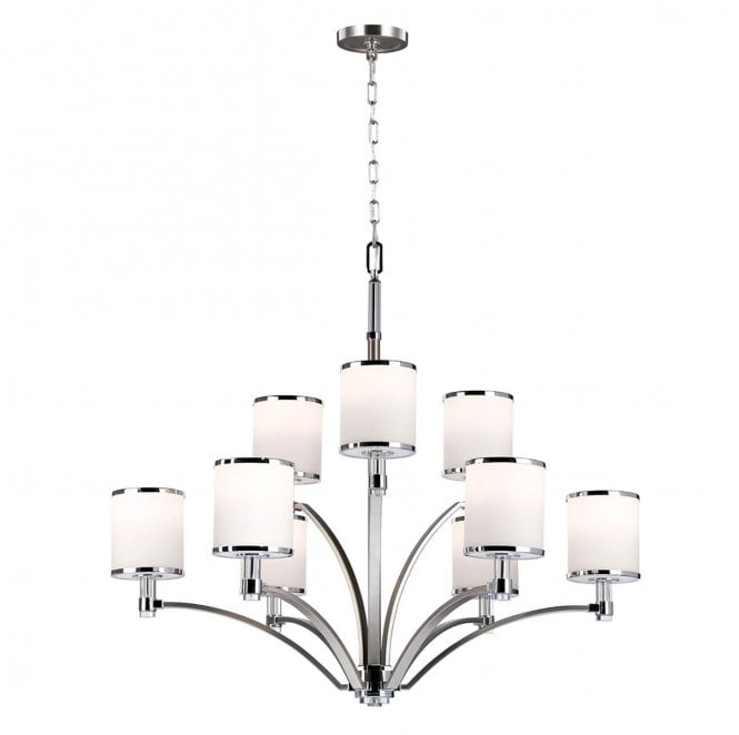 Feiss FE-PROSPECT-PARK9 Prospect Park 9 Light Chandelier in a Satin Nickel and Chrome Finish