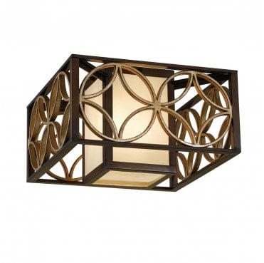 FE-REMY-F Remy 2 Light Flush in a Heritage Bronze and Parissiene Gold Finish