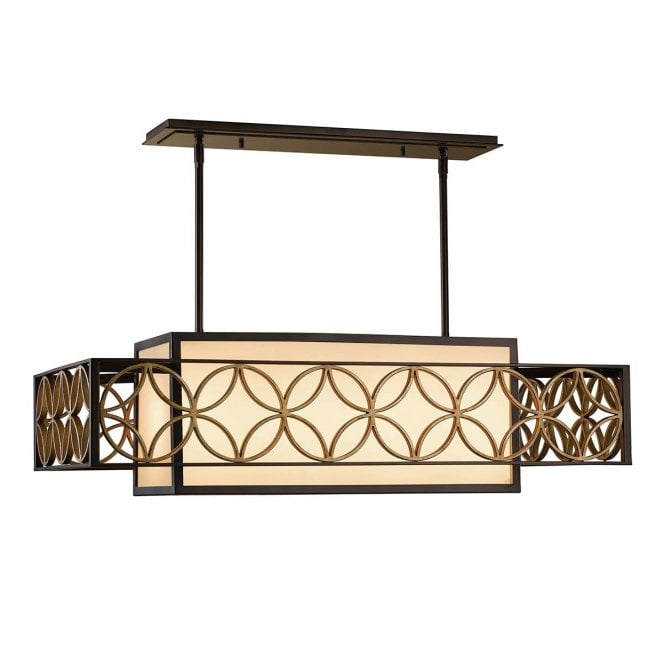 Feiss FE-REMY-P-A Remy 4 Light Pendant Light in a Heritage Bronze and Parissiene Gold Finish