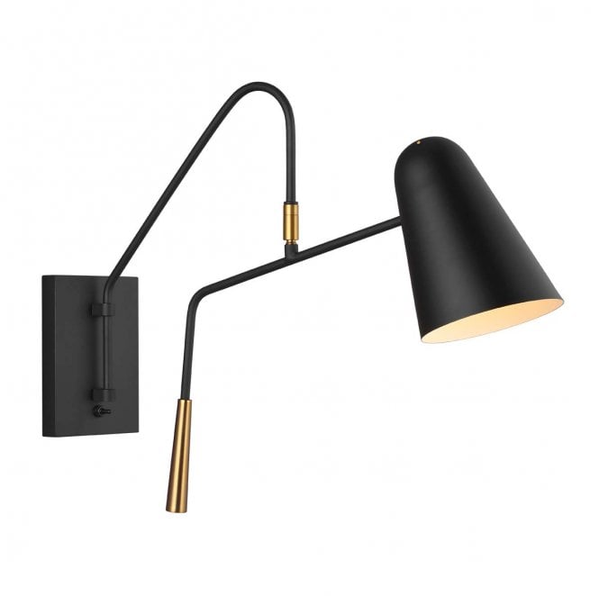 Feiss FE-SIMON1 Simon 1 Light Wall Light in a Midnight Black Finish