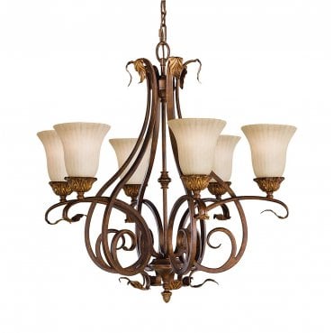 FE-SONOMAVALLEY6 Sonoma Valley 6 Light Chandelier in an Aged Tortoise Shell Finish