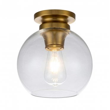 FE-TABBY-F-BB Tabby 1 Light Flush Light in a Burnished Brass Finish