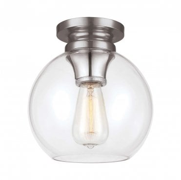 FE-TABBY-F-PN Tabby 1 Light Flush Light in a Polished Nickel Finish