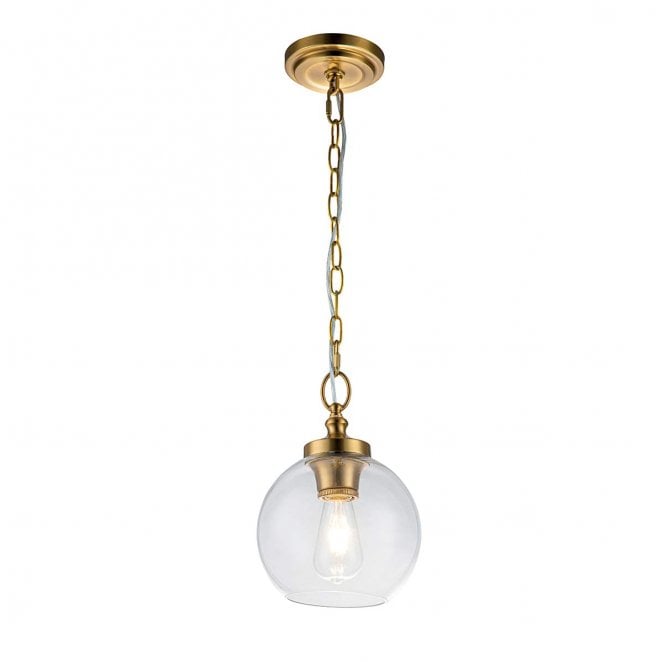 Feiss FE-TABBY-P-S-BB Tabby 1 Light Mini Pendant in a Burnished Brass Finish