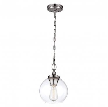 FE-TABBY-P-S Tabby 1 Light Mini Pendant in a Polished Nickel Finish