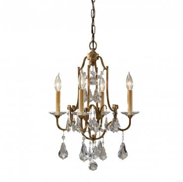 FE-VALENTINA4 Valentina 4 Light Chandelier in an Oxidized Bronze Finish