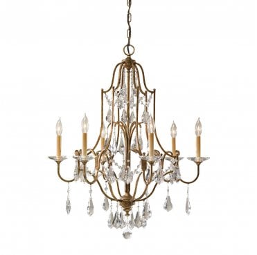 FE-VALENTINA6 Valentina 6 Light Chandelier in an Oxidized Bronze Finish