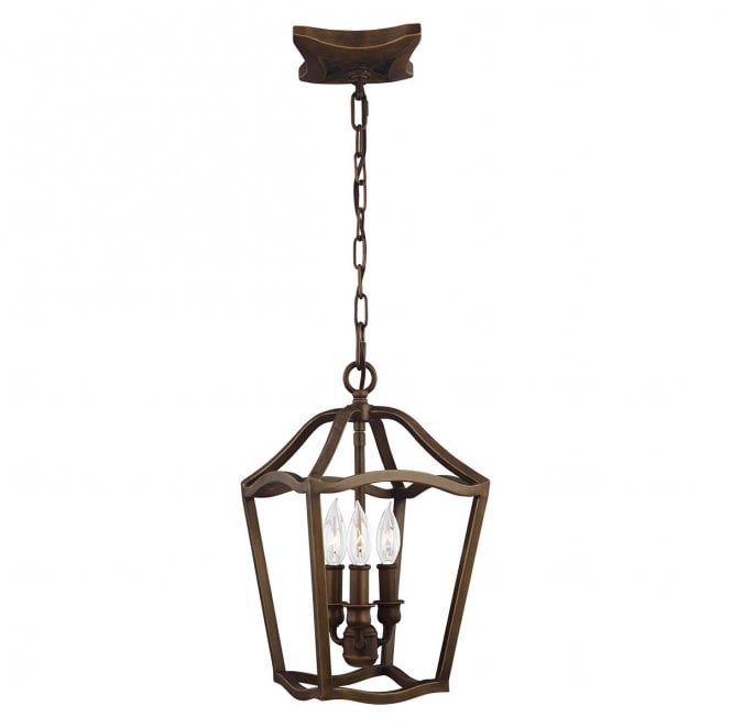 Feiss FE-YARMOUTH-3P Yarmouth 3 Light Pendant in a Painted Aged Brass Finish
