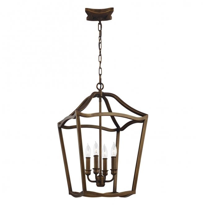 Feiss FE-YARMOUTH-4P Yarmouth 4 Light Pendant in a Painted Aged Brass Finish