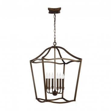 FE-YARMOUTH-6P Yarmouth 6 Light Pendant in a Painted Aged Brass Finish