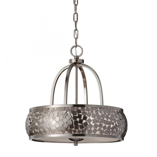 Feiss FE-ZARA4 Zara 4 Light Chandelier in a Brushed Steel Finish