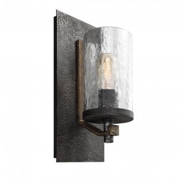 QN-ANGELO1 Angelo 1 Light Wall Light in a Distressed Weathered Oak and Slate Grey Metal Finish