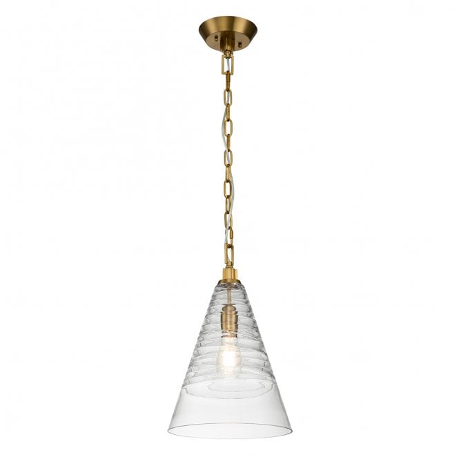 Feiss QN-ELMORE-P-BBS Elmore 1 Light Pendant in a Burnished Brass Finish
