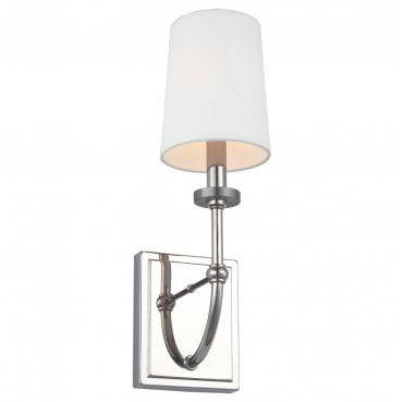 QN-FELIXSTOWE1 Felixstowe IP44 1 Light Wall Light in a Polished Chrome Finish with a White Parchment Shade