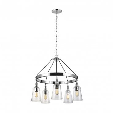 QN-LORAS5 Loras 5 Light Chandelier in a Chrome Finish