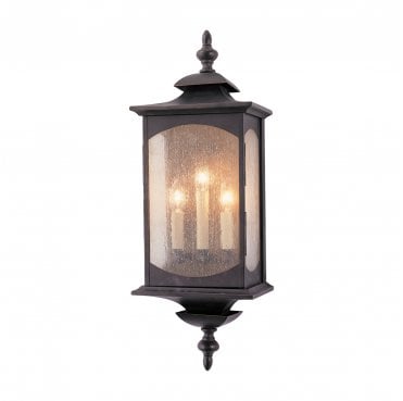 QN-MARKET-SQUARE-L Market Square Outdoor IP44 3 Light Wall Light in an Oil Rubbed Bronze Finish