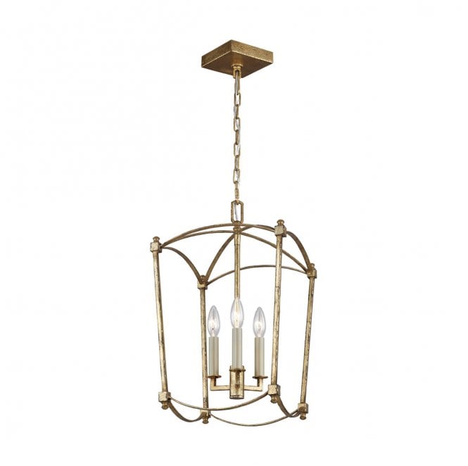Feiss QN-THAYER-3P-ADB Thayer 3 Light Pendant in an Antique Gild Finish