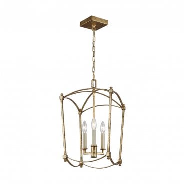QN-THAYER-3P-ADB Thayer 3 Light Pendant in an Antique Gild Finish