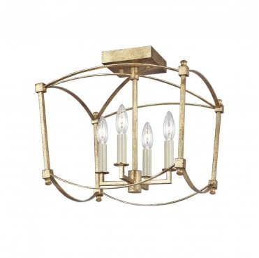 QN-THAYER-SF-ADB Thayer 4 Light Semi-Flush Light in an Antique Gild Finish