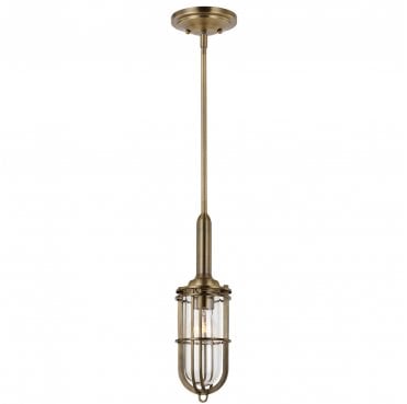 QN-URBANREST-MP Urban Restoration IP44 1 Light Pendant in a Dark Antique Brass Finish