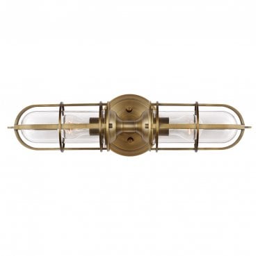 QN-URBANREST2 Urban Restoration IP44 2 Light Wall Light in a Dark Antique Brass Finish