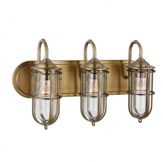 Feiss QN-URBANREST3 Urban Restoration IP44 3 Light Wall Light in a Dark Antique Brass Finish