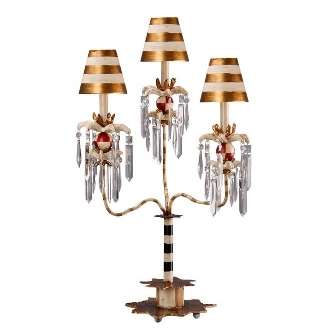 Flambeau FB-BIRDLAND-TL3 Birdland 3 Arm Table Lamp in a Cream and Gold Finish