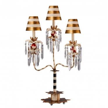FB-BIRDLAND-TL3 Birdland 3 Arm Table Lamp in a Cream and Gold Finish