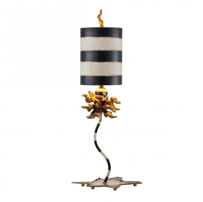 Flambeau FB-DOMINIQUE-TL Dominique 1 Light Table Lamp in a Gold Leaf Finish with Black and Cream Stripes