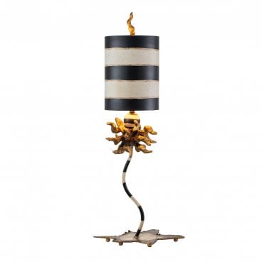 FB-DOMINIQUE-TL Dominique 1 Light Table Lamp in a Gold Leaf Finish with Black and Cream Stripes