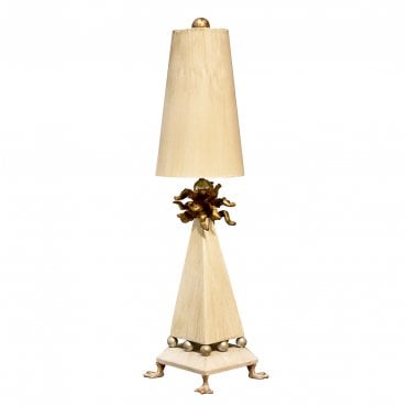 FB-LEDA-TL Leda 1 Light Table Lamp in Cream Patina and Gold Leaf Finish