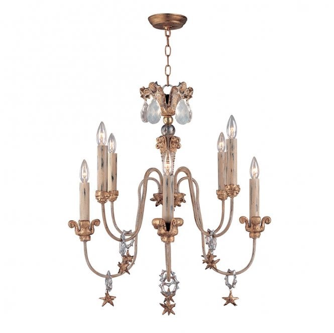 Flambeau FB-MIGNON8 Mignon 8 Light Chandelier in a Gold and Silver Finish