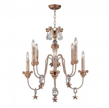 FB-MIGNON8 Mignon 8 Light Chandelier in a Gold and Silver Finish