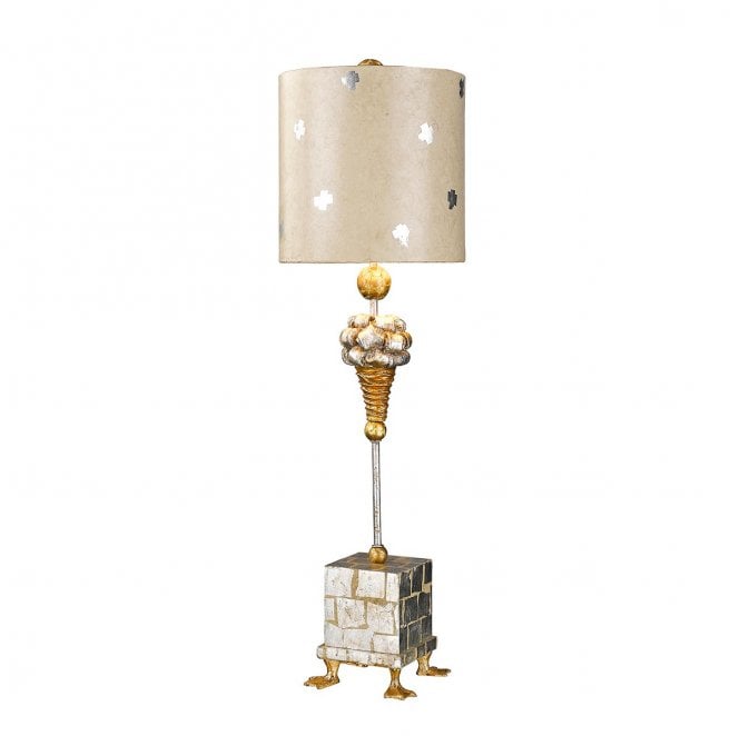 Flambeau FB-POMPADOURX-TL Pompadour 1 Light Table Lamp in a Cream and Silver Leaf Finish