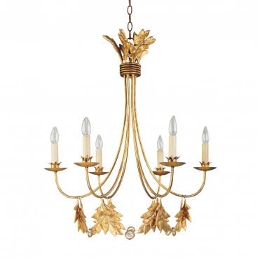 FB-SWEET-OLIVE6 Sweet Olive 6 Light Chandelier in a Gilded Gold Finish