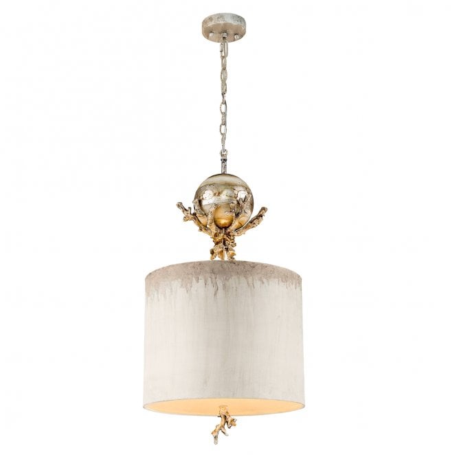 Flambeau FB-TRELLIS-P Trellis 1 Light Pendant in a Putty Patina and Silver Leaf Finish
