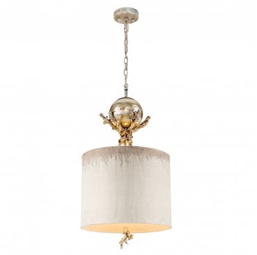FB-TRELLIS-P Trellis 1 Light Pendant in a Putty Patina and Silver Leaf Finish