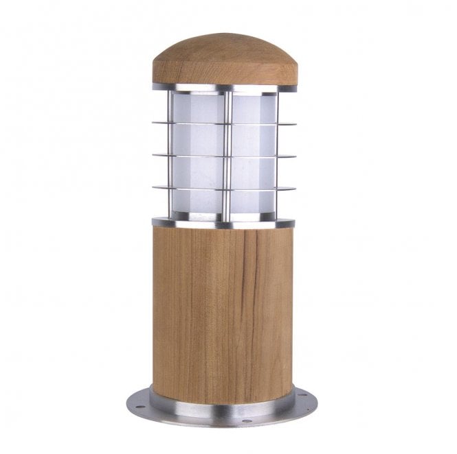 Garden Zone GZ-POOLE-MB Poole Outdoor IP55 1 Light Mini Bollard in a Teak and Stainless Steel Finish