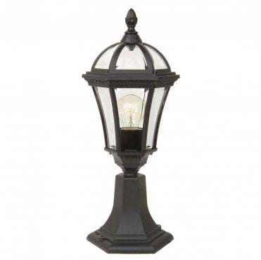 GZH-LB3 Ledbury Outdoor IP44 1 Light Pedestal Lantern in a Black Finish