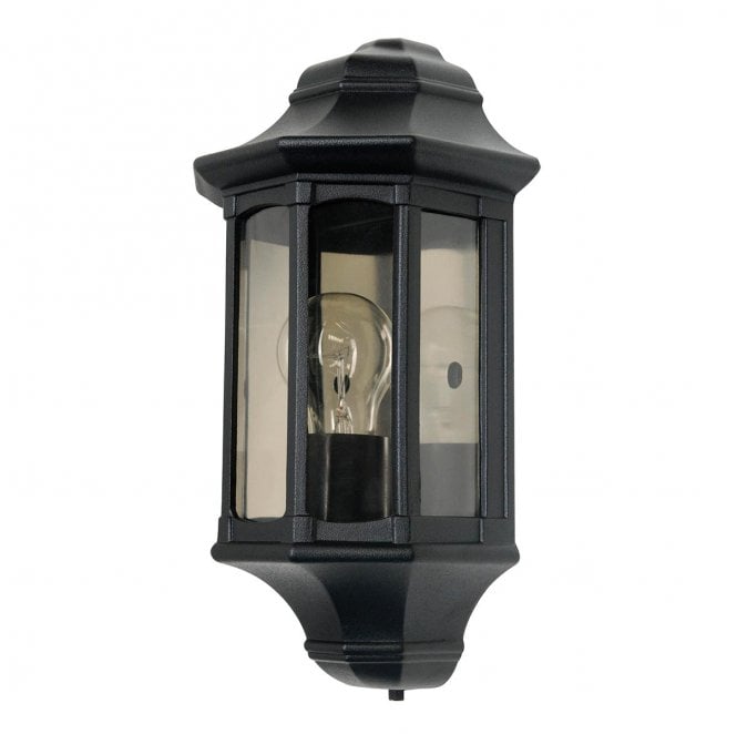 Garden Zone GZH-NB7 Newbury Outdoor IP44 1 Light Half Lantern in a Black Finish