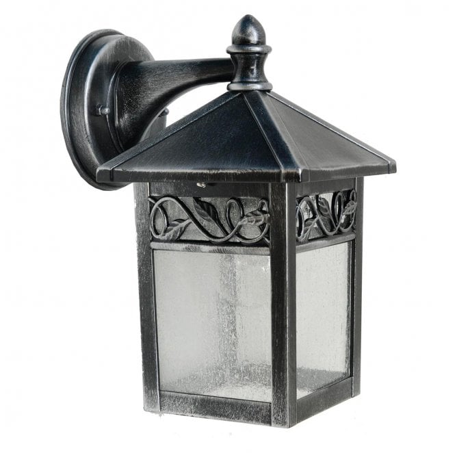 Garden Zone GZH-WC2 Winchcombe Outdoor IP44 1 Light Wall Lantern in a Black and Silver Finish