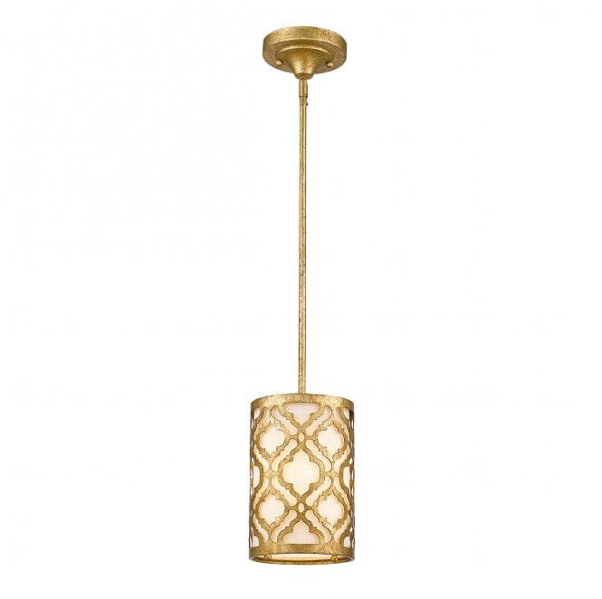Gilded Nola GN-ARABELLA-MP Arabella 1 Light Duo-Mount Mini Pendant in a Distressed Gold Finish with an Ivory Shade