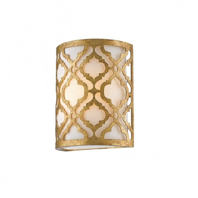 Gilded Nola GN-ARABELLA1 Arabella 1 Light Wall Light in a Distressed Gold Finish with an Ivory Shade 