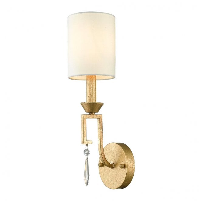 Gilded Nola GN-LEMURIA1 Lemuria 1 Light Wall Light in a Distressed Gold Finish with an Ivory Shade 