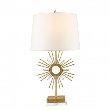 GN-SUN-KING-TL Sun King 1 Light Table Lamp in a Distressed Gold Finish with a Cream Shade